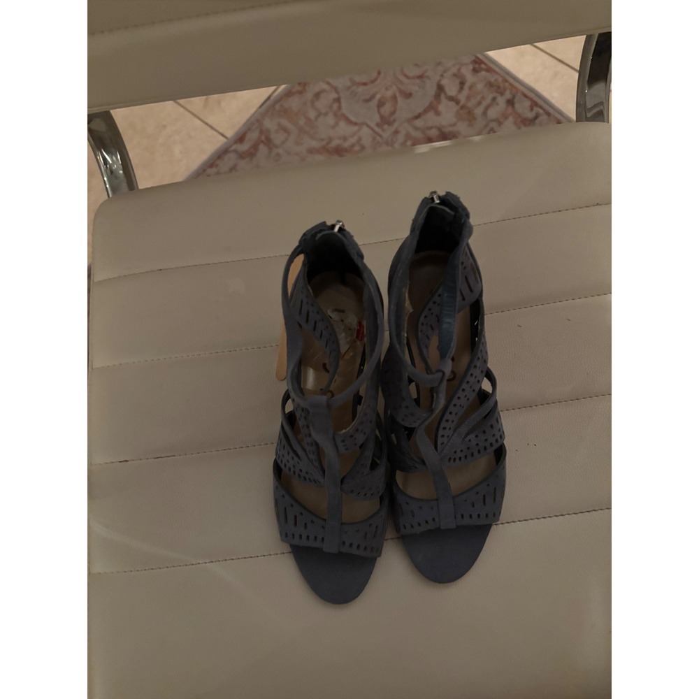 UNISA Women's Blue‎ Suede Laser Cut Peep Toe Stiletto Heel Booties Size 7M